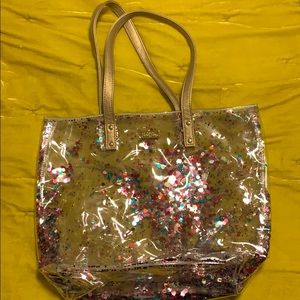 Packed Party vinyl with sequins tote bag